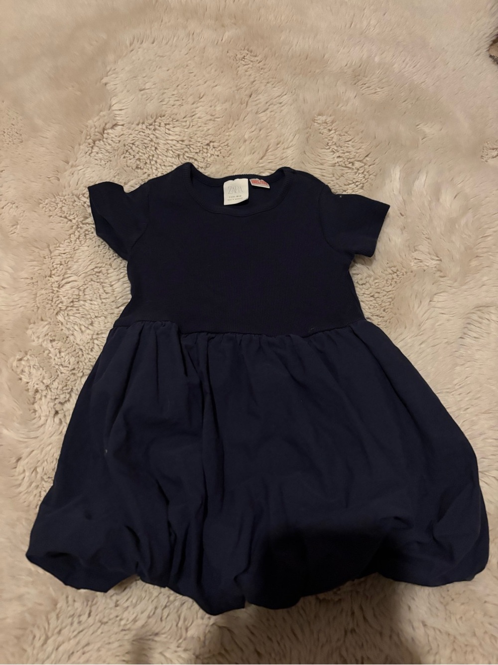 Zara Toddler Navy Bubble-Style Knit Dress